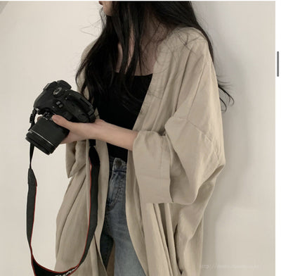 Loose long-sleeved windbreaker cardigan