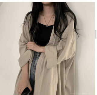 Loose long-sleeved windbreaker cardigan