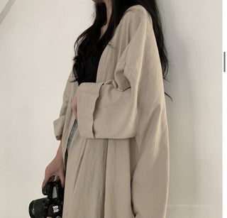 Loose long-sleeved windbreaker cardigan