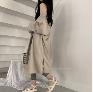 Loose long-sleeved windbreaker cardigan