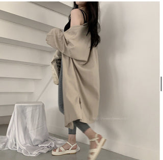 Loose long-sleeved windbreaker cardigan