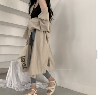 Loose long-sleeved windbreaker cardigan