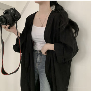 Loose long-sleeved windbreaker cardigan