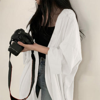 Loose long-sleeved windbreaker cardigan