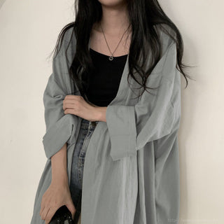 Loose long-sleeved windbreaker cardigan