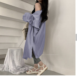 Loose long-sleeved windbreaker cardigan