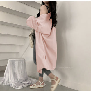 Loose long-sleeved windbreaker cardigan