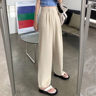 Solid color high waist suit pants
