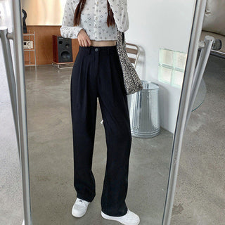 Solid color high waist suit pants