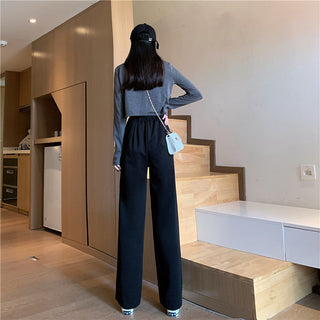 Solid color high waist suit pants