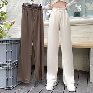 Solid color high waist suit pants
