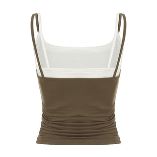 Contrast color fake two-piece camisole