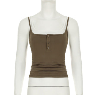 Contrast color fake two-piece camisole