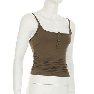 Contrast color fake two-piece camisole