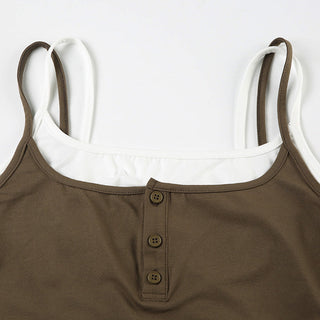 Contrast color fake two-piece camisole