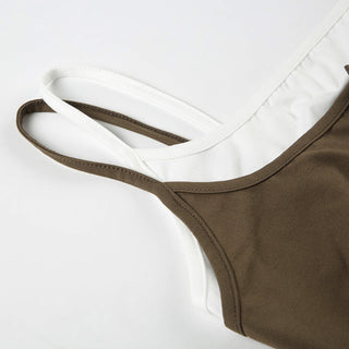 Contrast color fake two-piece camisole