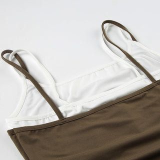 Contrast color fake two-piece camisole