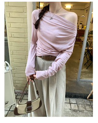 Off-shoulder long-sleeved top
