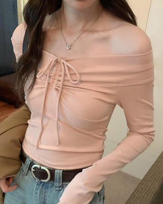 One-shoulder bow tie slim top