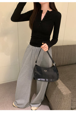 Half-breasted slim plus velvet long-sleeved T-shirt