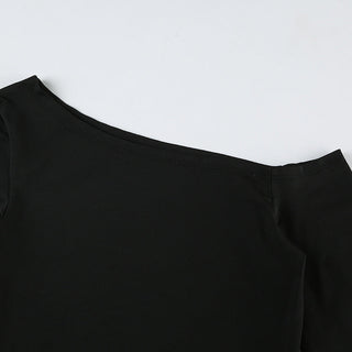 One collar trumpet long sleeve dress