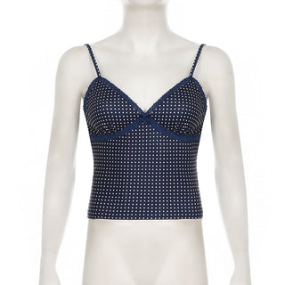 Bow polka dot V-neck slim vest