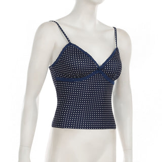 Bow polka dot V-neck slim vest
