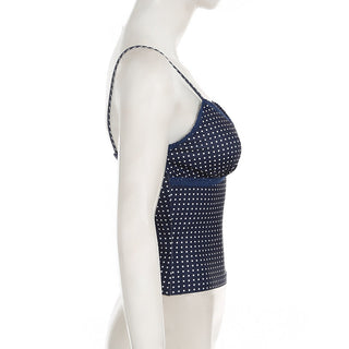 Bow polka dot V-neck slim vest