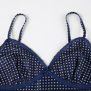 Bow polka dot V-neck slim vest