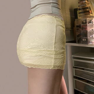 Bow lace double layer hip skirt