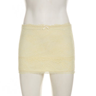 Bow lace double layer hip skirt