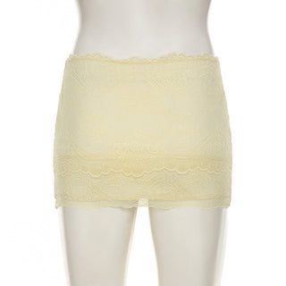 Bow lace double layer hip skirt