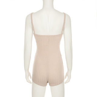 Buttoned slim elastic jumpsuit