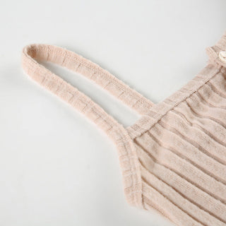 Buttoned slim elastic jumpsuit