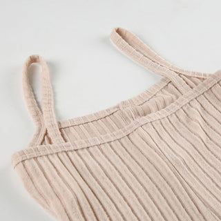 Buttoned slim elastic jumpsuit