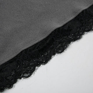 Lace splicing contrasting color velvet skirt