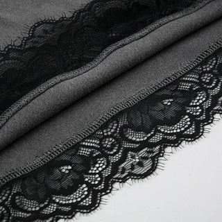 Lace splicing contrasting color velvet skirt