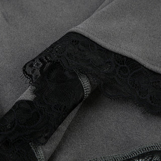 Lace splicing contrasting color velvet skirt