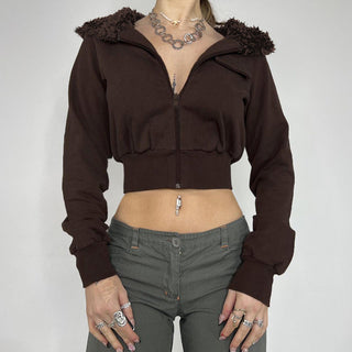 Hooded fur stitching zipper