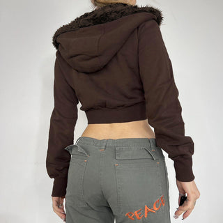 Hooded fur stitching zipper