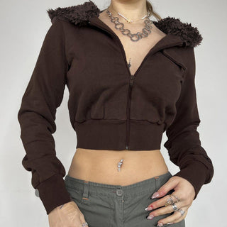 Hooded fur stitching zipper