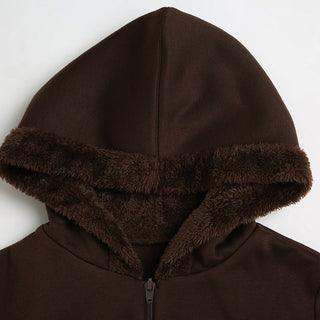 Hooded fur stitching zipper