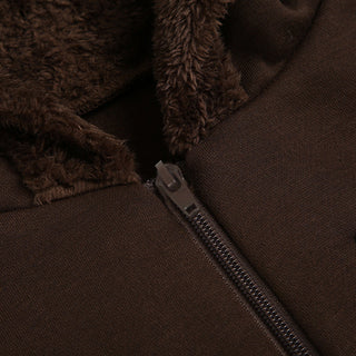 Hooded fur stitching zipper
