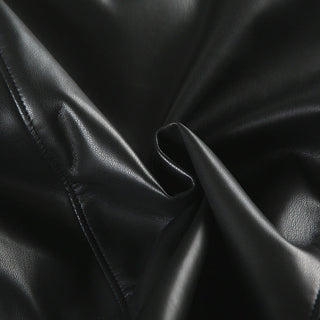 Fur collar stitching leather jacket