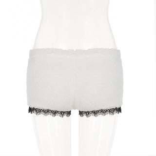 Lace bow plush shorts