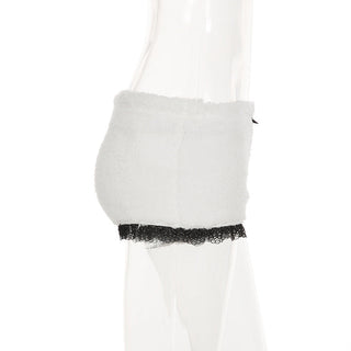 Lace bow plush shorts