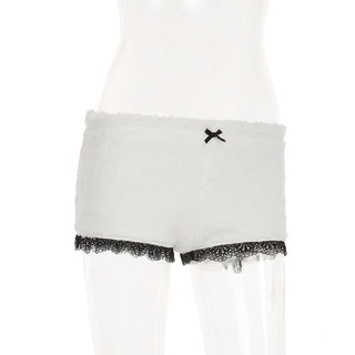 Lace bow plush shorts