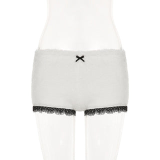 Lace bow plush shorts