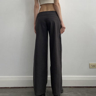 Loose low waist slim straight pants