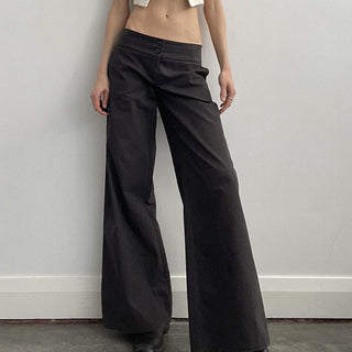 Loose low waist slim straight pants